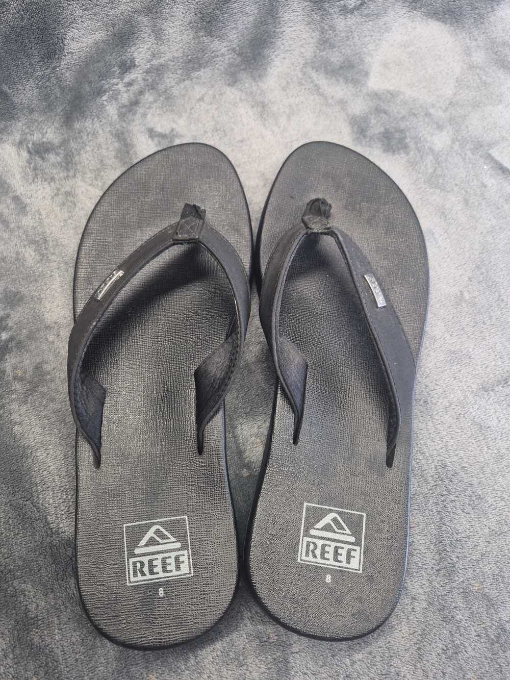 Reef Element Flip Flop Sandals Black Size 8 Metal Logo Slip On - Picture 6 of 9